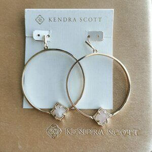 Kendra Scott Elberta Gold Rose Quartz Hoop Earrings New